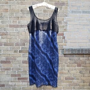 Blue Leopard & Lace Dress